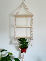 3 Tier Macrame Hanging Plant Hanger Shelf