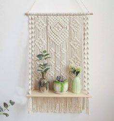 Cotton Decor Holder Macrame Wall Hanging Plant Hanger Shelf