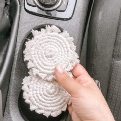 Cotton Fall Cup Holder Insert Accessories Macrame Car Coaster