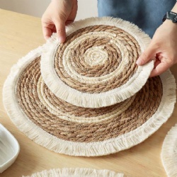 Handmade Wicker Large Macrame Table Round Coaster Placemats