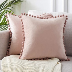 Throw Pillow Cover Pompom velvet Cushion Cover