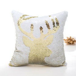 Gold Christmas Deer Pattern 45x45cm Cushion Cover