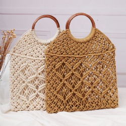 Boho Style Cotton Knit Woven Macrame Bag