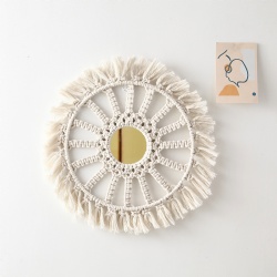 100% Cotton Macrame Mirror Round Wall Hanging