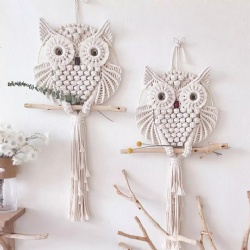 Handmade Macrame Big Owl Wall Tapestry Hanging Decor